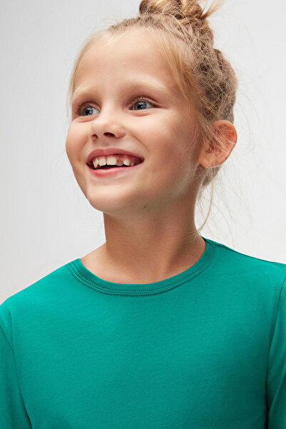 LOVETTI UniSex Children'S T-Shirt - Dark Green, Zero Collar, Long Sleeve, SeaSonal