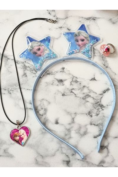 Frozen Can Choose Color Girl Elsa Crown Necklace and Ring Set