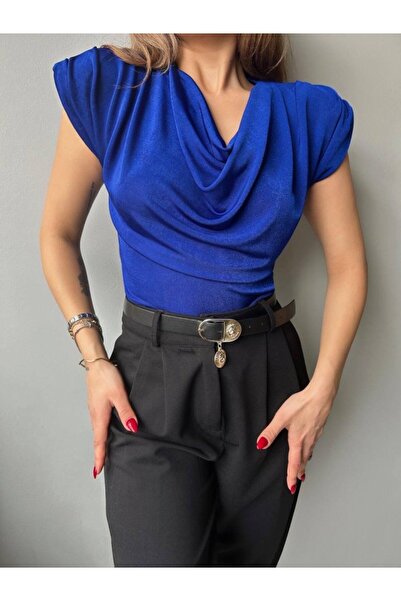 GENCULUS بلوزة نسائية من Turega Style بفتحة رقبة على شكل حرف V حشوة كتف بدون ...