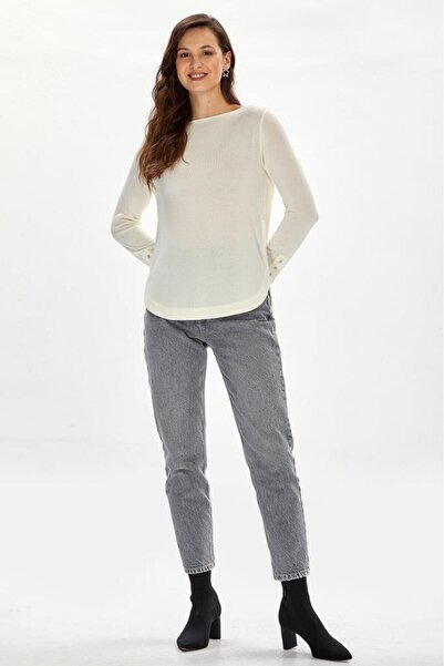 İKİLER Eteği Oval Kesim Uzun Kol Bluz 234-1004