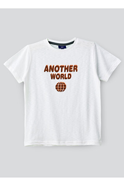 Basicxx Another World' Graphic Cotton T-Shirt for Boys - White