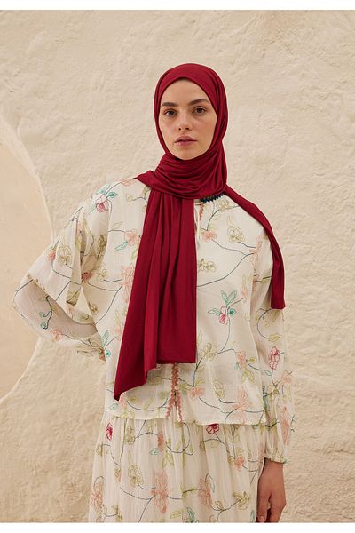 Fresh Cherry Combed Cotton Shawl