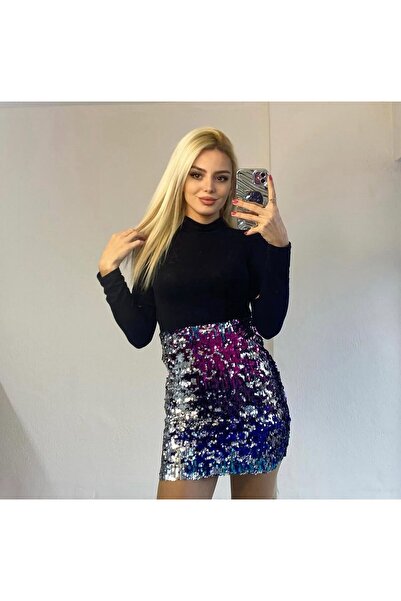 Sunshine Butik Pullu Payetli Renkli Etek
