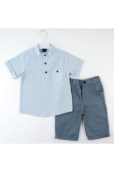 Mc Emirix Kids Wear Dominant Collar Half Placket Short Sleeve Shirt 2 Piece Set