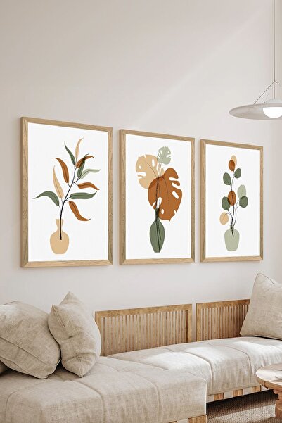 Artavessa 3 Parça Ahşap Çerçeve Görünümlü MDF Poster Tablo Seti - Set 94