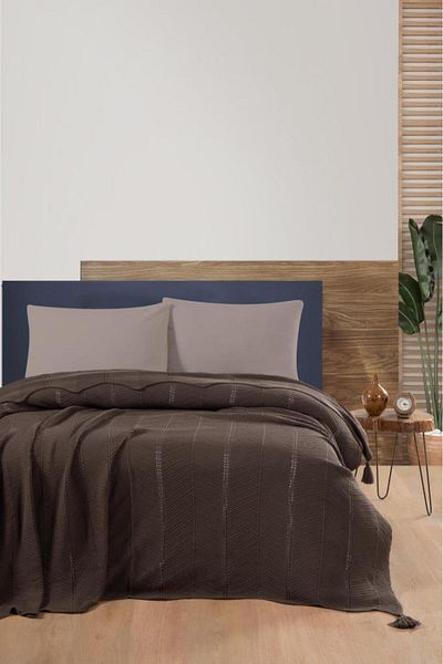 Luoca Patisca SOPHISTIC DOUBLE PERSONAL ACRYLIC KNITTED BLANKET BROWN