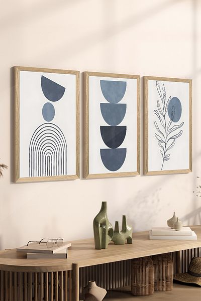 Artavessa Set de pictură poster MDF cu aspect de cadru din lemn din 3 piese - Set 42