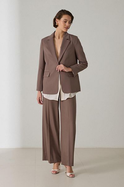 Setre Dark Brown Jacket with Single Button and Shirt Detail