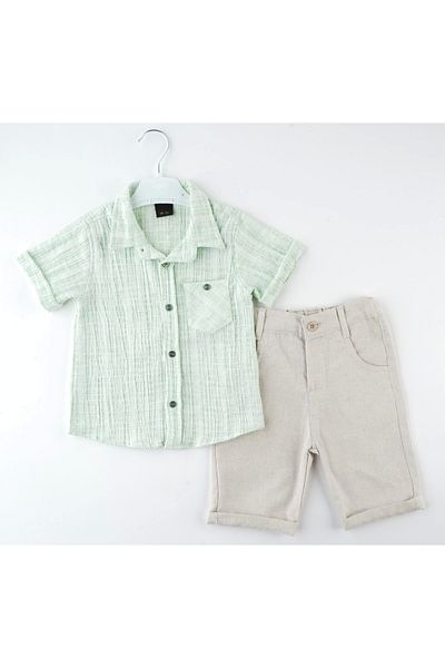 Mc Emirix Kids Wear Lycra Pocket Shirt 2 Piece Set Short Sleeve