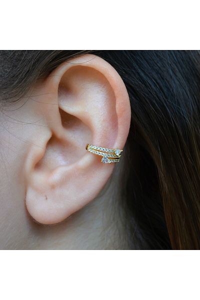 Heppii Row Earcuff with Rhinestone Thin Rhinestone Compression Cartilage Earring No Hole Required Minimal Snake with Rhinestone