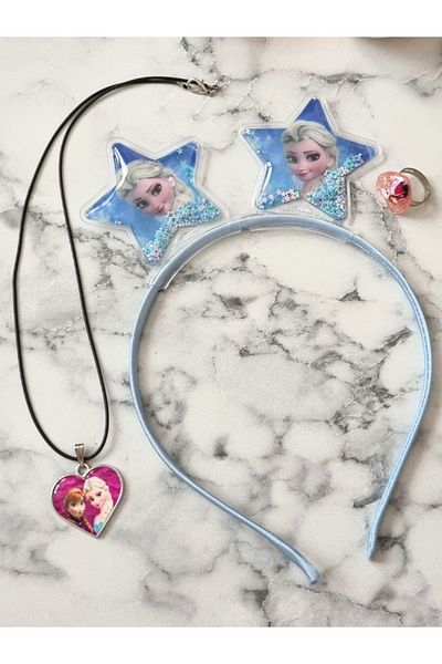 Frozen Can Choose Color Girl Elsa Crown Necklace and Ring Set
