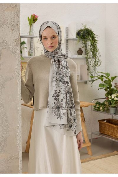 Fresh Mink Shawl - Aster Patterned