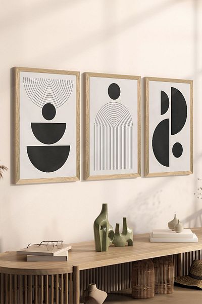 Artavessa Set de pictură poster MDF cu aspect de cadru din lemn din 3 piese - Set 62