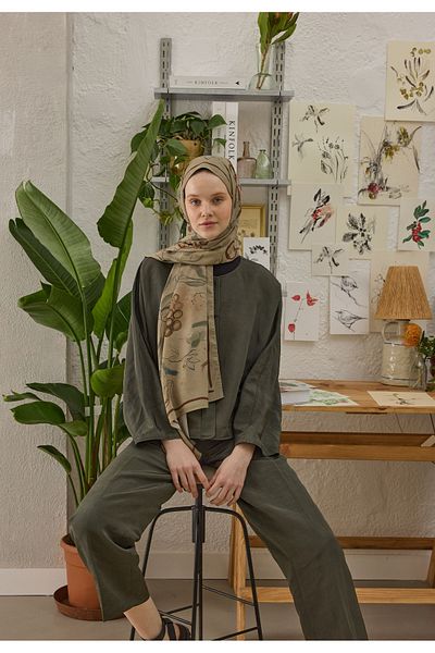 Fresh Hera Patterned Shawl - Milk Brown