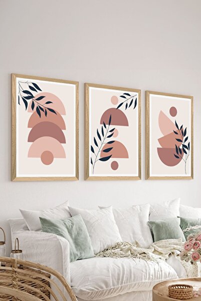 Artavessa طقم طاولة ملصقات MDF مكون من 3 قطع بإطار خشبي - مجموعة 95