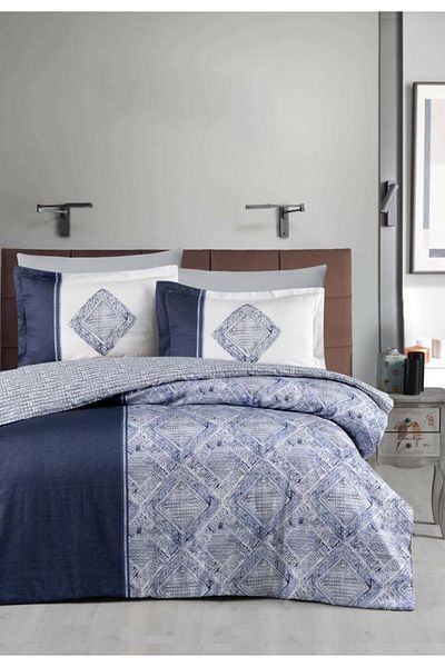 Luoca Patisca PRINTED SATIN DOUBLE PERSONAL Duvet Cover Set LORD BLUE