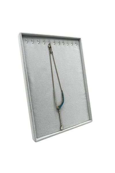 MeGass Dekor Domestic Production Suede Fabric Grey Color 34/24 cm Standing Necklace Display Stand