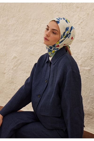 Fresh Cotton Voile Scarf Mint - Lime Garden Pattern