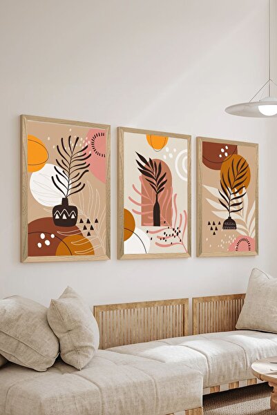 Artavessa طقم طاولة ملصقات MDF مكون من 3 قطع بإطار خشبي - مجموعة 117