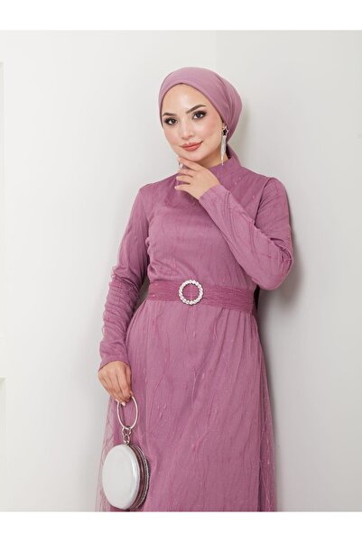 Modahiro Tüllü Tesettür Abiye Elbise LNA001
