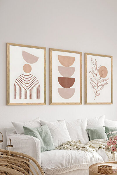 Artavessa طقم طاولة ملصقات MDF مكون من 3 قطع بإطار خشبي - مجموعة 44