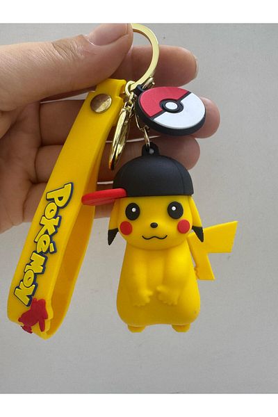 AresTokaAksesuar 3D Luxury Gift Pi̇kachu Silicone Large Keyring Bag Decoration