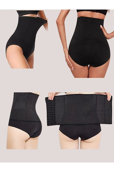 EMBA BUTİK Uterine Recovery and Maternity Corset and Breast Recovery 3-Piece Comfort Set for New Mothers