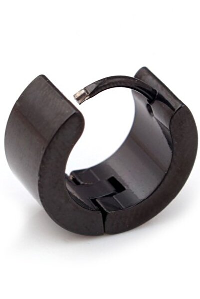 Takı Dükkanı Thick 6mm Flat Unisex Men's Steel Earring Pair Mse9