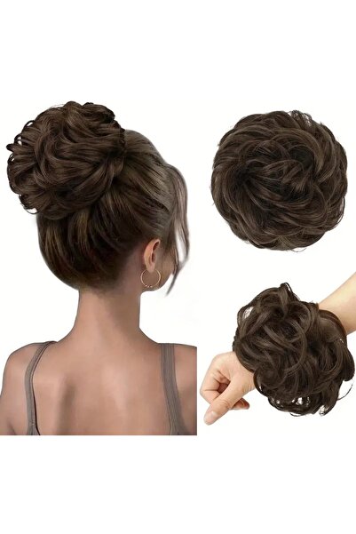 NİLZ كعكة شعر بنية فاخرة تصنع مشبك شعر كعكة فوضوي