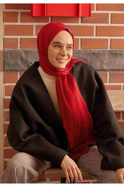 Fresh Dublin Jacquard Red Shawl