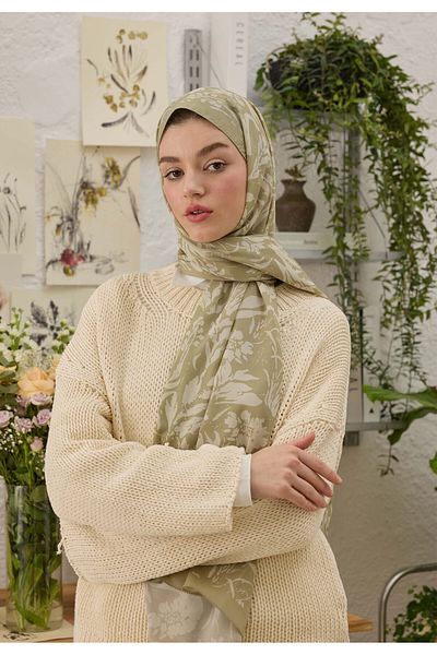Fresh Violet Patterned Shawl Sage