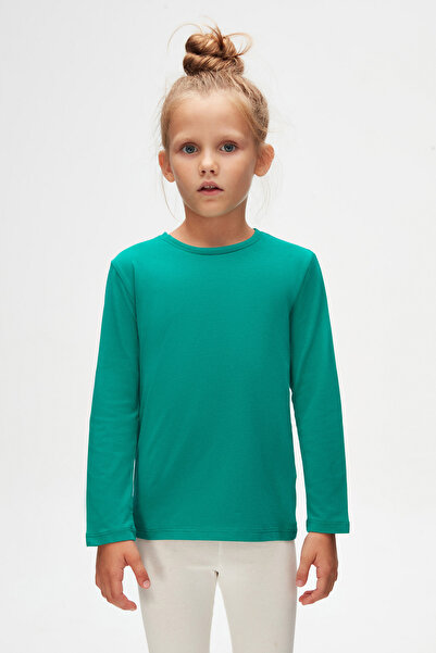 LOVETTI UniSex Children'S T-Shirt - Dark Green, Zero Collar, Long Sleeve, SeaSonal