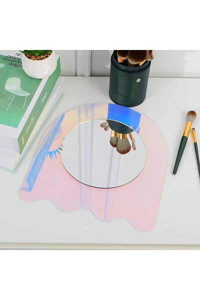 COOYA Portable Acrylic Mirror,wave Shape,suitable For Living Room,bedroom Or Decoration,40*38 Cm