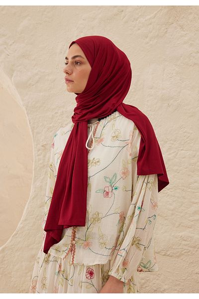 Fresh Cherry Combed Cotton Shawl