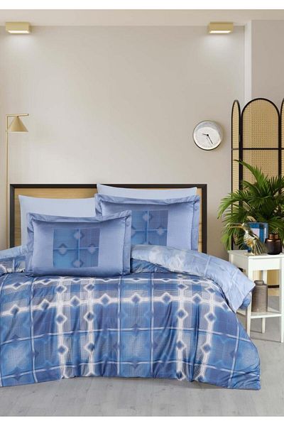 Luoca Patisca PRINTED SATIN DOUBLE PERSONAL Duvet Cover Set RICARDO BLUE