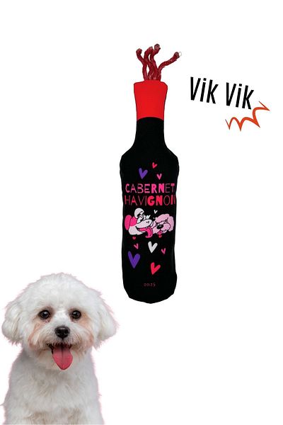 Havhav Vikvik Plush Bottle with Sound - Cabernet Havignon Drink Special Design Dog Activity Toy