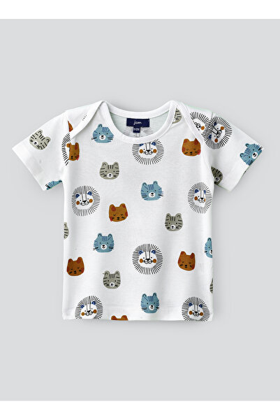 Basicxx Cute Cubs Faces Pattern Cotton T-Shirt for Boys - White