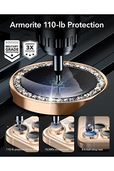 AWH Camera Lens Protector for iPhone 16/15/14 Pro Max/Pro, HD Glass, Desert Titanium Shimmer