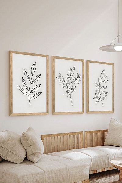 Artavessa Set de pictură poster MDF cu aspect de cadru din lemn din 3 piese - Set 39
