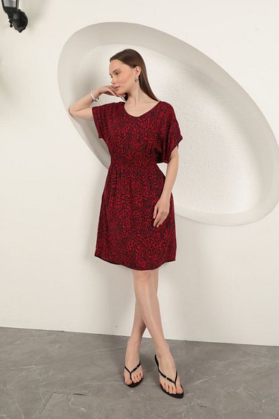 Moka Shopin Fabric Patterned Dress - Red Arrival Set