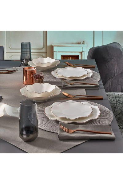 Güral Porselen Nesrın 54 Parça Yemek Takımı Gold
