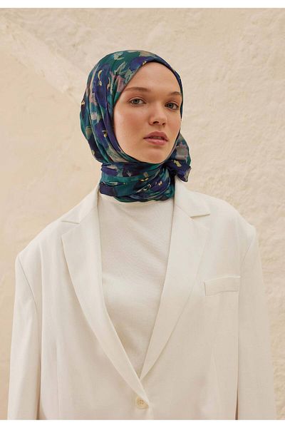 Fresh Blue Hope Patterned Ram Shawl