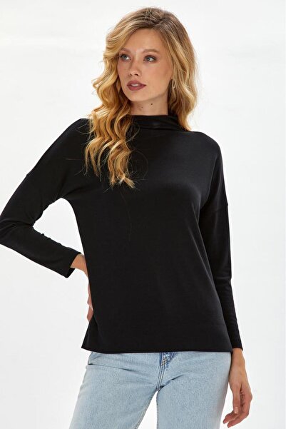 İKİLER Eteği Yırtmaçlı Yarım Balıkçı Uzun Kol Bluz 234-1017