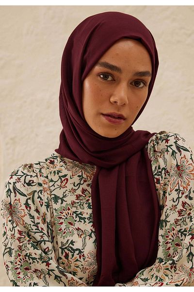 Fresh Dark Burgundy Rami Viscose Swall