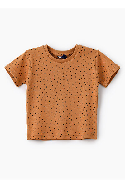 Basicxx Stylish Dot Pattern Short Sleeve T-Shirt for Boys - Ochre