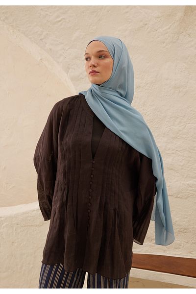 Fresh Light Blue Viscose Shawl - Rami