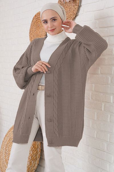Bigdart 15768 Ζακέτα Πλεκτά Hijab - A.Brown