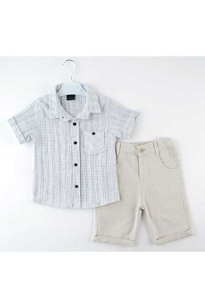 Mc Emirix Kids Wear قميص جيب ليكرا مكون من قطعتين بأكمام قصيرة