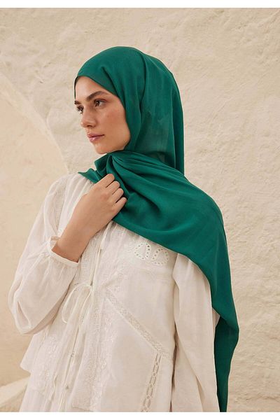 Fresh Dark Green Ramı Viscose Shawl