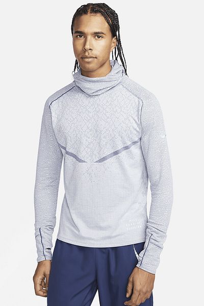 Nike Мъжки суитшърт за бягане Therma Fit Adv Run Division Pnncle Mid с качулка и светлоотразителна материя, син